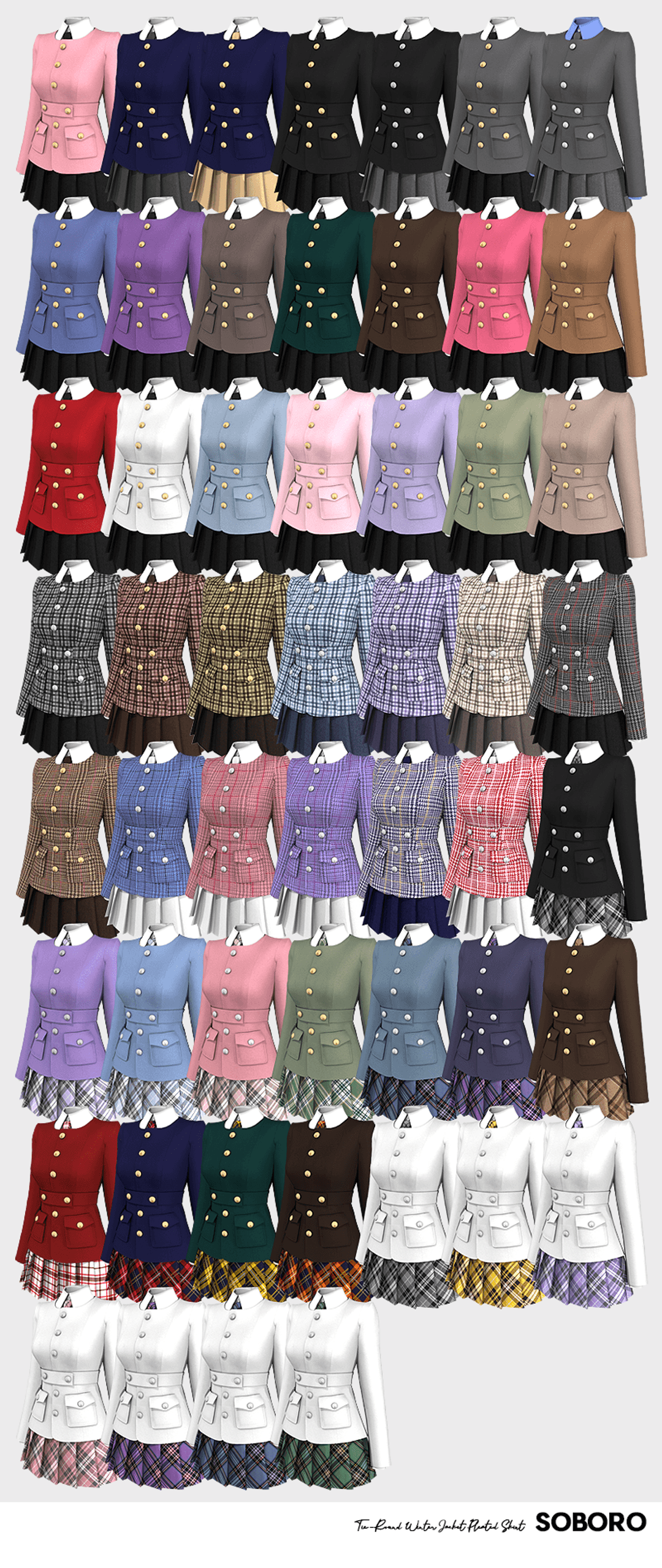 Галерея мода Комплект Winter Jacket Pleated Skirt #1